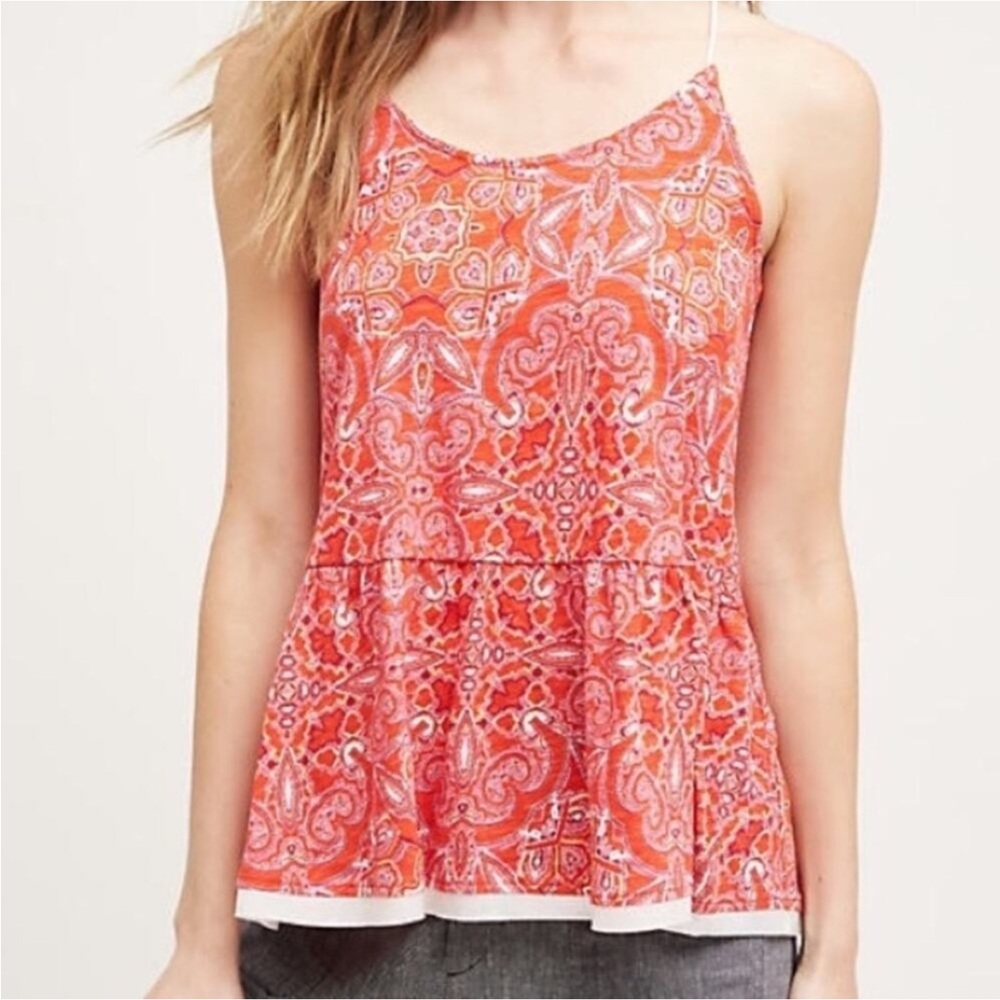 NWT Anthropologie (Meadow Rue) Red & White Paisley Top